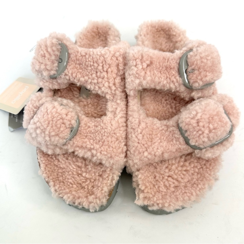 NWT Birkenstock Papillio Arizona Big Buckle Shearling fuzzy sandal pink 39/8 - Picture 14 of 16